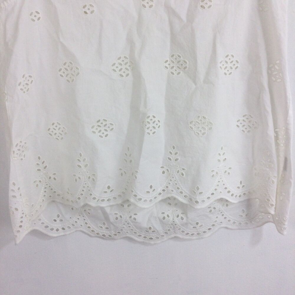 Madewell Eyelet Lace Garden V-Neck Scallop Sleeveless Blouse Tank Top White XXS - Picture 3 of 8